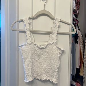 White Hollister Ruffled Top